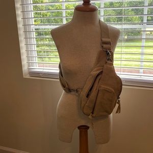 Free People beige suede crossbody